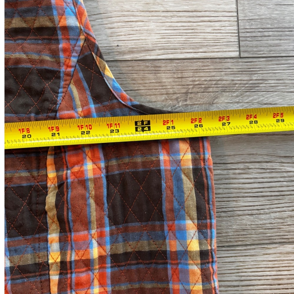 Southern Lady Womens 3X Quilted Plaid Vest Orange Blue Full Zip Pockets 0068W - Picture 2 of 7